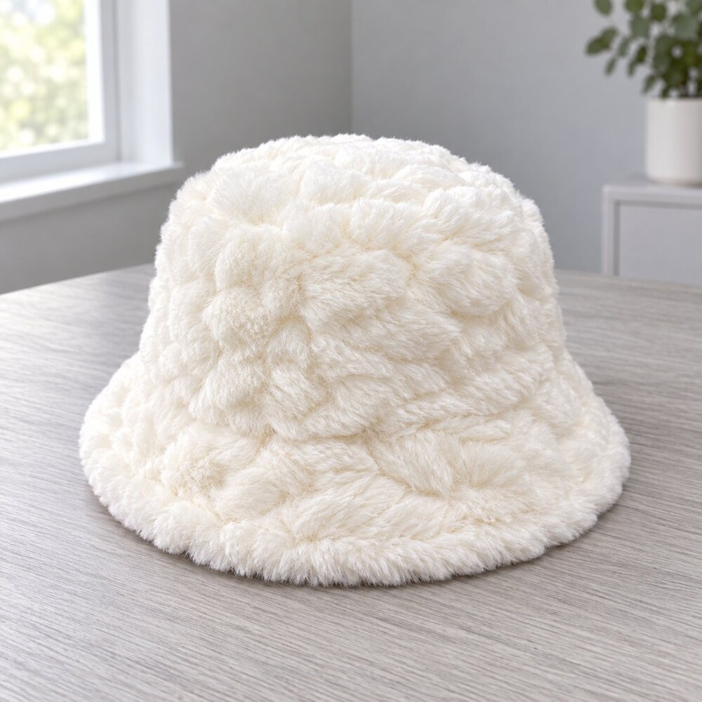 Dior White Teddy Faux Fur Bucket Hat - Picture 4 of 6